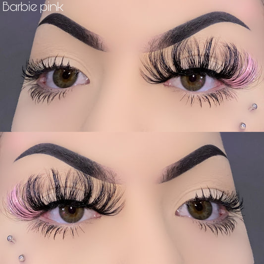 pink mink lashes with color